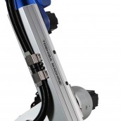 A Shibaura TVM900 robot applies multiple decorations in a single cycle, demonstrating accuracy and flexibility in plastics finishing.